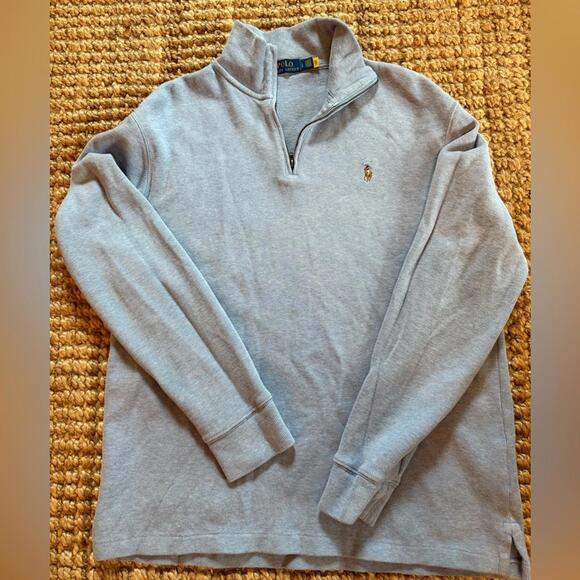 Ralph Lauren Light Blue Quarter Zip Polo - Picture 1 of 5
